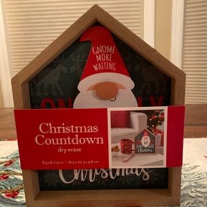 Christams Gnome Countdown Calendar, Tabletop Shelf or Wall Sign, Dry Erase